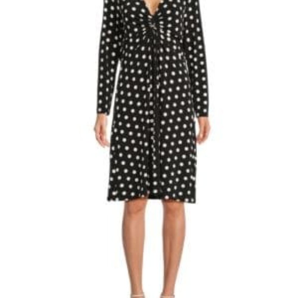 Beautiful Halston Polka Dot Ruched Dress Size 14 - NWT
